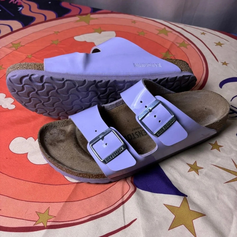 Birkenstock Arizona Lavender Purple Patent Birko-Flor Sandals Womens Walking 41